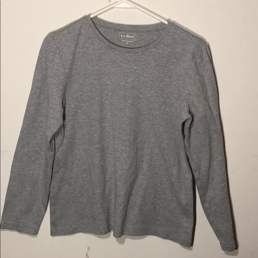 LL BEAN heather grey long sleeve top
